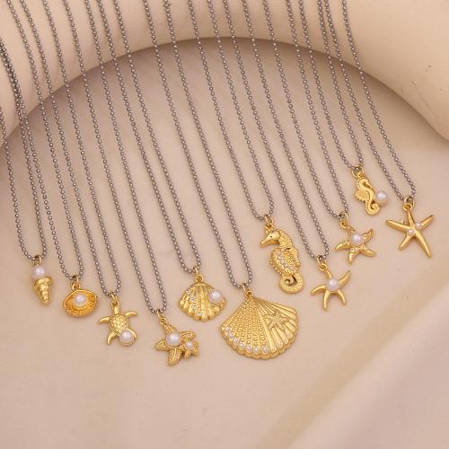 Brass Necklace, with Plastic Pearl & 304 Stainless Steel, different styles for choice & for woman & with rhinestone & two tone, Sold By PC