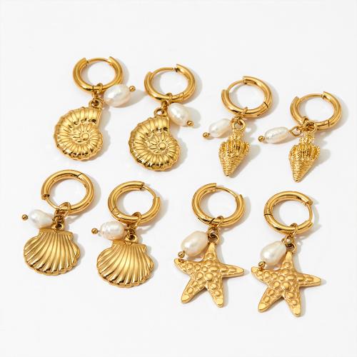 Stainless Steel Drop Earring, 304 Stainless Steel, with Plastic Pearl, plated, fashion jewelry & different styles for choice & for woman, more colors for choice, Sold By Pair