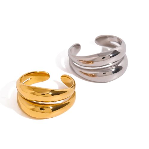 Stainless Steel Finger Ring, 304 Stainless Steel, plated, Double Layer & fashion jewelry & for woman, more colors for choice, Sold By PC
