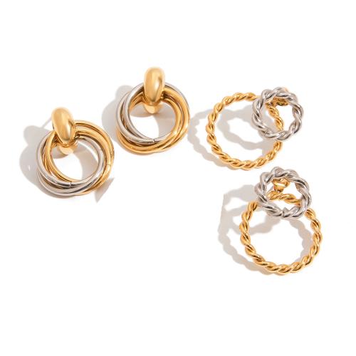 Stainless Steel Stud Earrings, 304 Stainless Steel, plated, different styles for choice & for woman & two tone & hollow, Sold By Pair