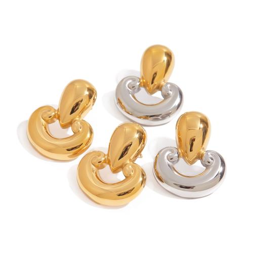 Stainless Steel Stud Earrings, 304 Stainless Steel, plated, fashion jewelry & for woman & hollow, more colors for choice, Sold By Pair