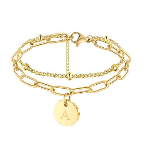 304 Stainless Steel Bracelet, with 2inch extender chain, gold color plated, different designs for choice & for woman, Length:Approx 7 Inch, Sold By PC