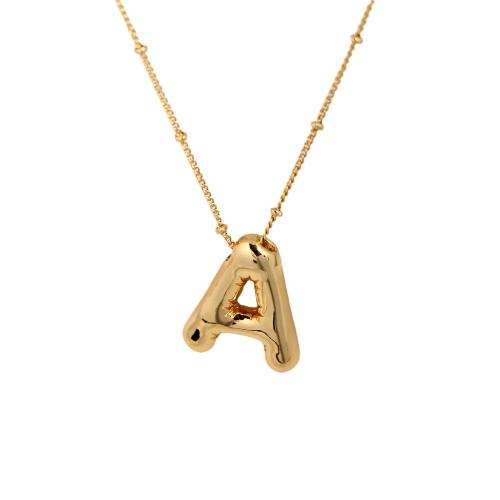 Brass Necklace, Alphabet Letter, gold color plated, different styles for choice & for woman, Length:Approx 17.7 Inch, Sold By PC