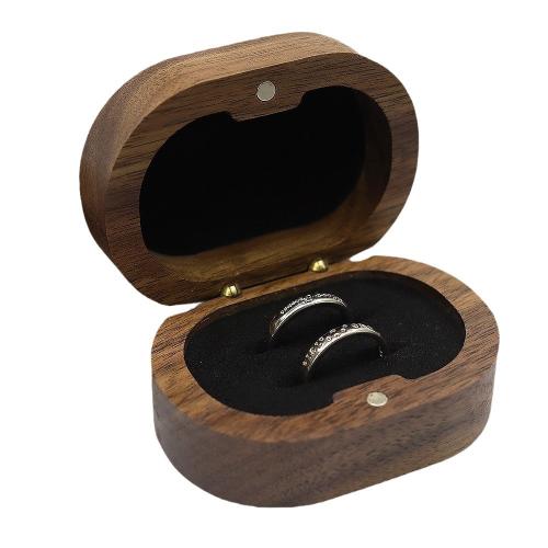 Wood Couple Ring Box, with Cloth, dustproof & different styles for choice, 70x50x34mm, Sold By PC