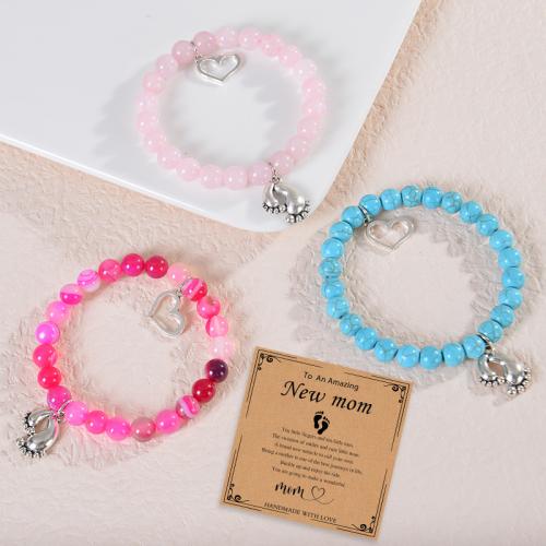 Bracelets de pierres précieuses, Acier inoxydable 304, avec Pierre naturelle & Agate, Placage de couleur d'or, bijoux de mode, plus de couleurs à choisir, Vendu par brin