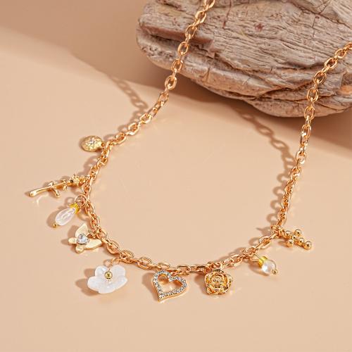 Tibetan Style Jewelry Necklace, with Resin, gold color plated, fashion jewelry & with rhinestone, more colors for choice, Sold By Strand