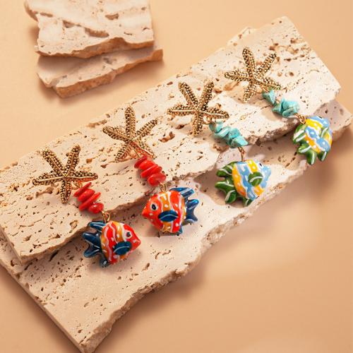 Lampwork Schmuck Ohrring, Zinklegierung, mit Lampwork, goldfarben plattiert, Modeschmuck, keine, verkauft von Paar