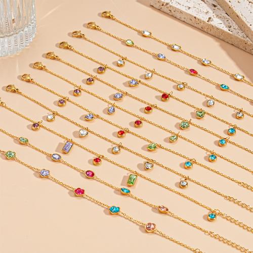 Titanium Steel Bracelet, gold color plated, fashion jewelry & micro pave cubic zirconia, more colors for choice, Sold By PC