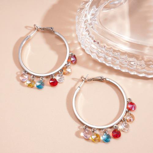 Boucles d'oreilles fer, Placage de couleur d'or, bijoux de mode & pavé de micro zircon, plus de couleurs à choisir, Vendu par PC