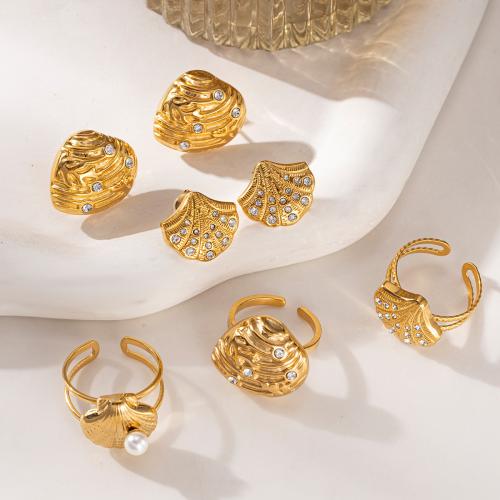 Zirkonia Edelstahl Schmuck Sets, Titanstahl, mit Kunststoff Perlen, goldfarben plattiert, Modeschmuck & Micro pave Zirkonia, keine, verkauft von PC