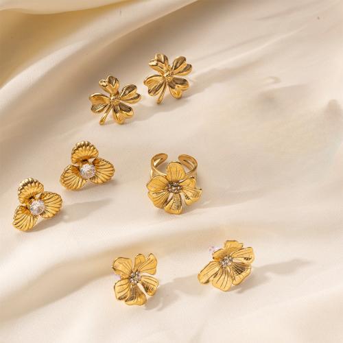 Rhinestone Edelstahl Schmuck Set, Titanstahl, goldfarben plattiert, Modeschmuck & mit Strass, keine, verkauft von PC