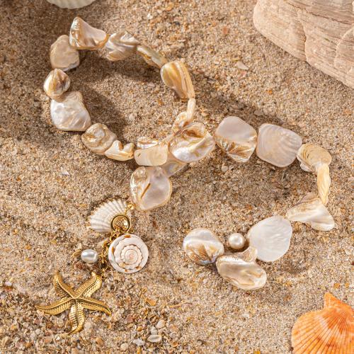 Shell Necklaces, 304 Stainless Steel, with Shell & Plastic Pearl, gold color plated, fashion jewelry, more colors for choice, Sold By PC