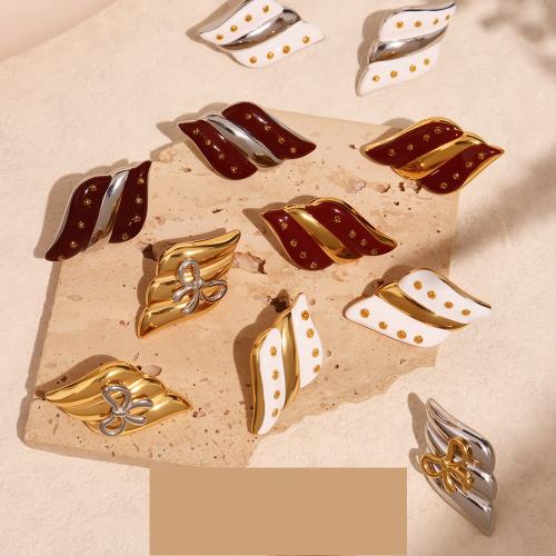 Stainless Steel Stud Earrings, 304 Stainless Steel, gold color plated, fashion jewelry & enamel, more colors for choice, Sold By Pair