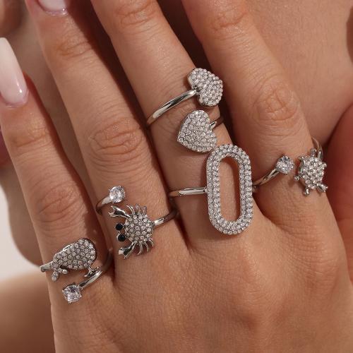 Zirkonia Edelstahl-Finger- Ring, 304 Edelstahl, goldfarben plattiert, Modeschmuck & Micro pave Zirkonia, keine, verkauft von PC