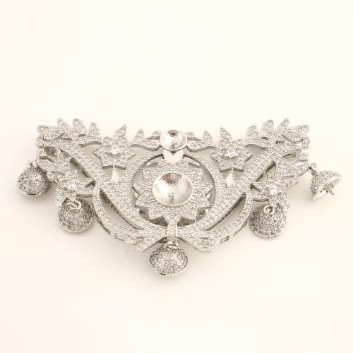 Brass Pendant Setting, DIY & micro pave cubic zirconia & hollow, silver color, 41x69x8.50mm, Sold By PC
