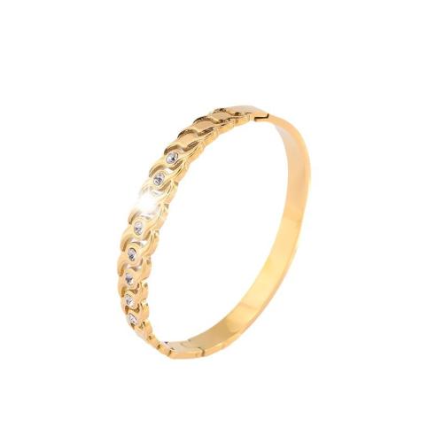 Stainless Steel Bangle, 304 Stainless Steel, different styles for choice & for woman & with rhinestone, golden, Sold By PC