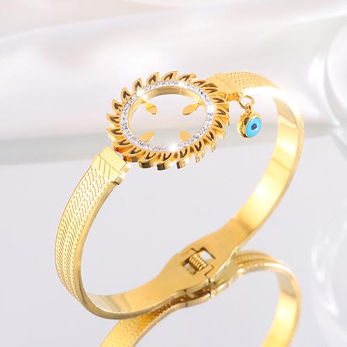 Stainless Steel Bangle, 304 Stainless Steel, with Acrylic, 18K gold plated, different styles for choice & for woman & with rhinestone & hollow, Sold By PC