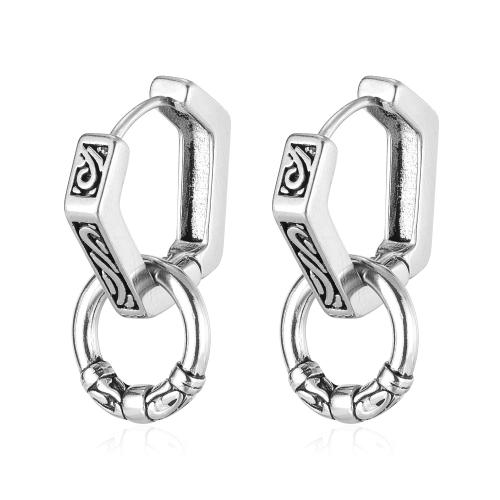 Stainless Steel Drop Earring, 304 Stainless Steel, polished, fashion jewelry & for man, original color, Sold By Pair