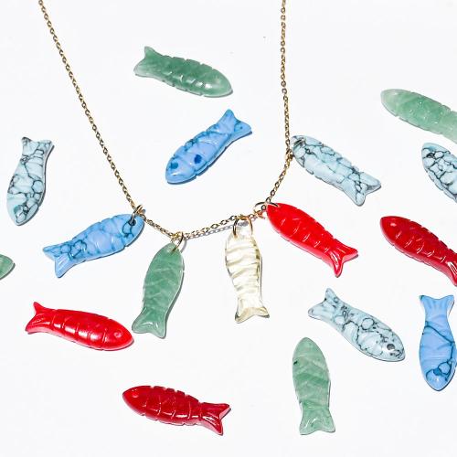 Gemstone Pendants Jewelry, Fish, plated, DIY, more colors for choice, 26x5x8mm, Sold By PC