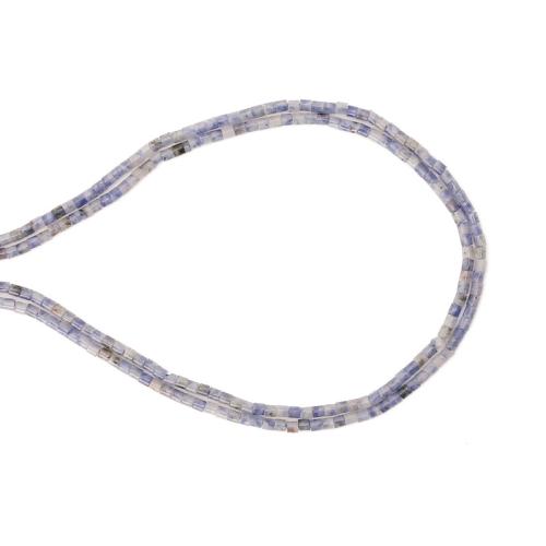 Blue Speckle Stone Abalorio, Columna, Bricolaje, color mixto, 2x2mm, Vendido para aproximado 38 cm Sarta