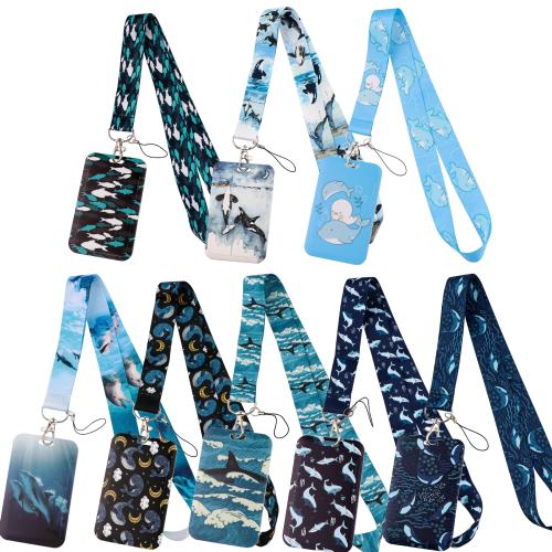 Polyester Lanyard Card Holder, with Plastic, printing, portable & Unisex, more colors for choice, Length:Approx 45 cm, Sold By PC