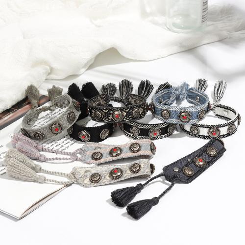 Polyester Bracelet, with Tibetan Style, handmade, adjustable & for woman, more colors for choice, Sold By PC
