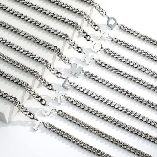 Titanium Steel Necklace, with 2inch extender chain, Alphabet Letter, plated, Unisex & different styles for choice, more colors for choice, Length:Approx 15.7 Inch, Sold By PC
