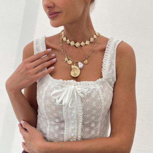 Tibetan Style Jewelry Sets, with iron chain & Plastic Pearl, gold color plated, Double Layer & fashion jewelry, more colors for choice, Sold By Set