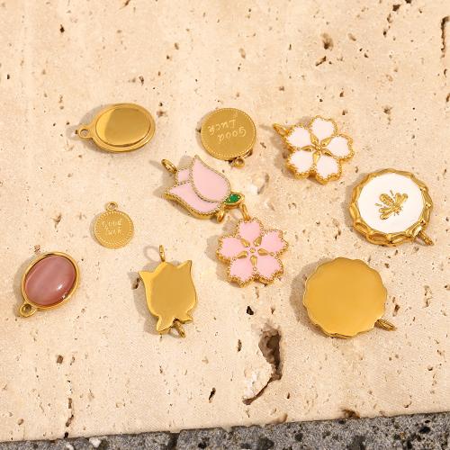 Stainless Steel Pendants, 304 Stainless Steel, 18K gold plated, DIY & different styles for choice & enamel, more colors for choice, Sold By PC