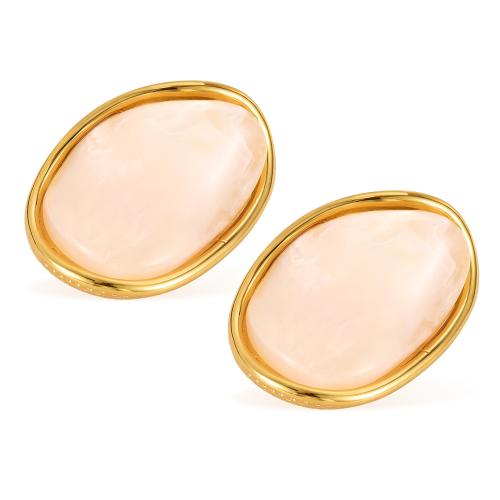 Resin Earring, 304 Stainless Steel, gold color plated, fashion jewelry & for woman, more colors for choice, Sold By Pair