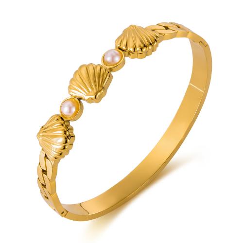 Stainless Steel Bangle, 304 Stainless Steel, with Plastic, gold color plated, fashion jewelry & for man, Sold By PC