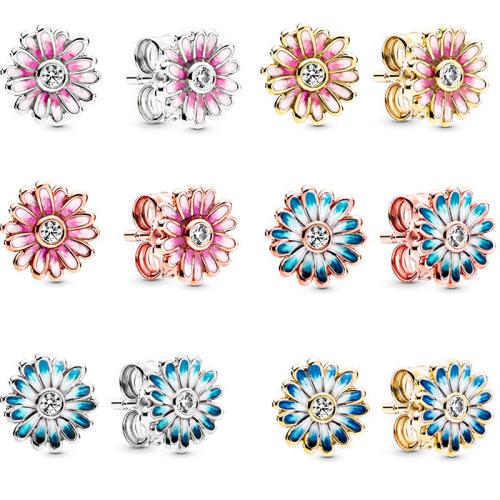 Zinklegierung Ohrstecker, gänseblümchenMargerite, plattiert, für Frau & Emaille, keine, 10mm, verkauft von Paar