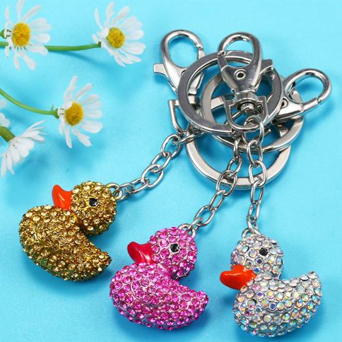 Tibetan Style Key Clasp, Duck, plated, for woman & with rhinestone, more colors for choice, 100mm, Sold By PC