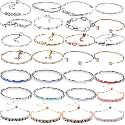 alliage de zinc bracelet, Placage, styles différents pour le choix & pour femme & avec strass, Diamètre intérieur:Environ 60mm, Longueur:Environ 6-10 pouce, Vendu par PC