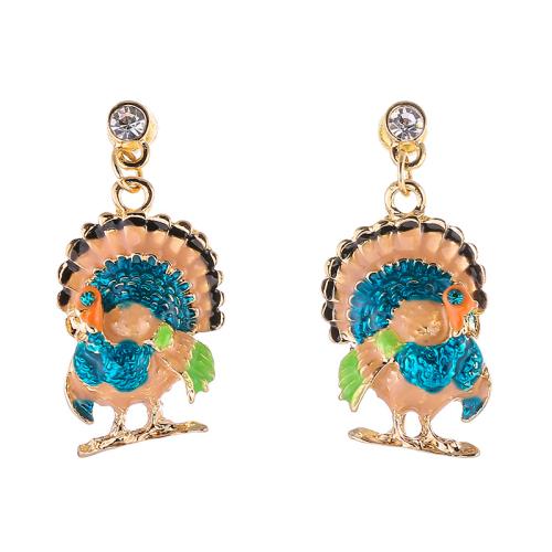 aleación de zinc Pendientes con Colgantes, Phoenix, chapado en color dorado, para mujer & esmalte & con diamantes de imitación, earring length 40-50mm, Vendido por UD