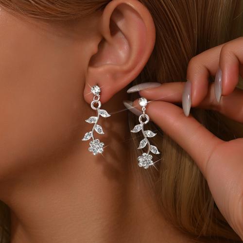 Rhinestone Earring, Tibetan Style, gold color plated, fashion jewelry & with rhinestone, more colors for choice, Sold By Pair
