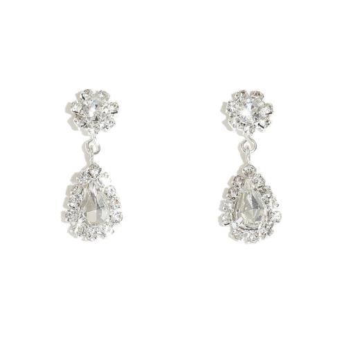 Pendientes de Diamantes de Imitación, metal, chapado, Joyería & con diamantes de imitación, más colores para la opción, libre de níquel, plomo & cadmio, Vendido por Par