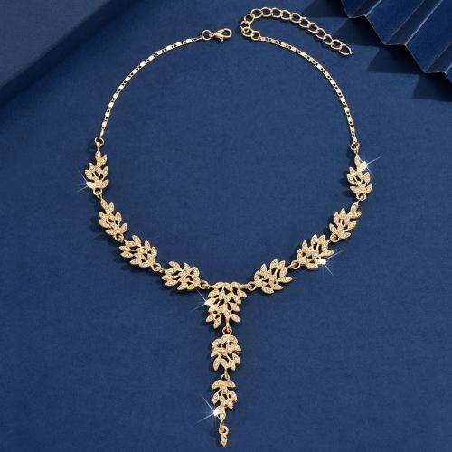 Zinklegierung Schmuck Halskette, goldfarben plattiert, Modeschmuck & mit Strass, keine, verkauft von PC
