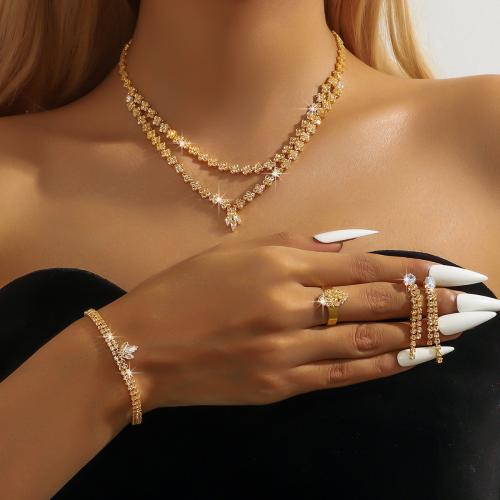 Cubic Zirconia Micro Pave Brass Jewelry Sets, plated, fashion jewelry & micro pave cubic zirconia & with rhinestone, more colors for choice, nickel, lead & cadmium free, Sold By PC