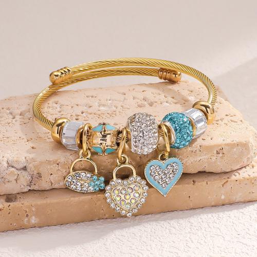 European Bracelet, Tibetan Style, gold color plated, fashion jewelry & enamel & with rhinestone, more colors for choice, Sold By PC