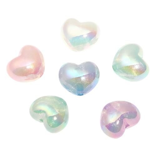Miracle Acrylic Beads, Heart, gold color plated, DIY & luminated, more colors for choice, 100PCs/Bag, Sold By Bag