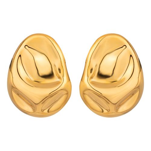Stainless Steel Stud Earrings, 304 Stainless Steel, 18K gold plated, fashion jewelry & for woman, Sold By PC