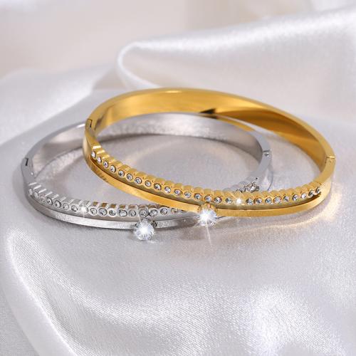 Acier inoxydable 304 bracelet ordinaire, Placage, unisexe & avec strass & creux, plus de couleurs à choisir, Vendu par PC