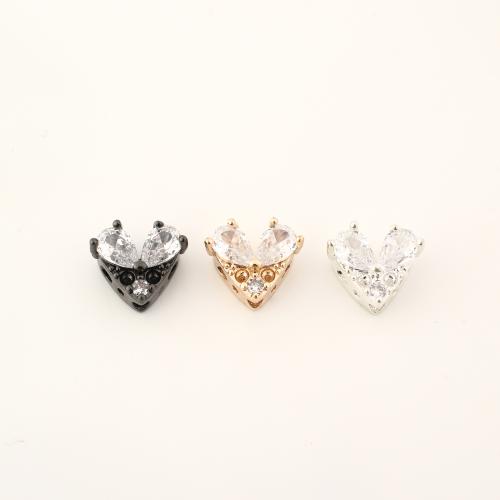 Cubic Zirconia Micro Pave Brass Pendant, Heart, DIY & micro pave cubic zirconia, more colors for choice, 9x11x6mm, Sold By PC