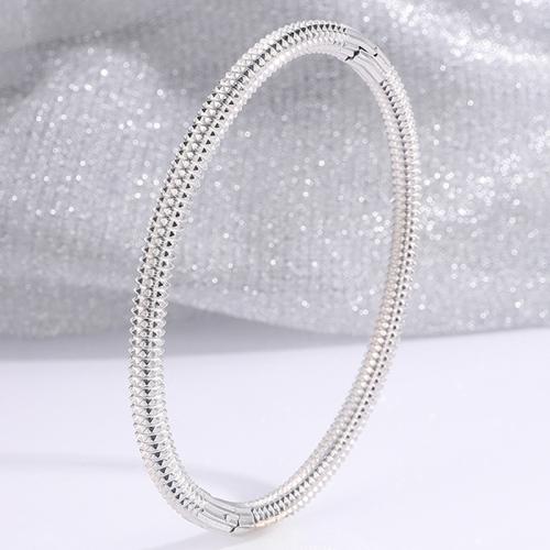 304 Stainless Steel Bangle, plated, fashion jewelry & Unisex, silver color, Sold By PC