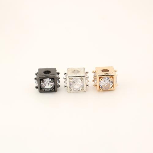 Cubic Zirconia Micro Pave Brass Pendant, Square, DIY & micro pave cubic zirconia, more colors for choice, 7x9x9mm, Sold By PC