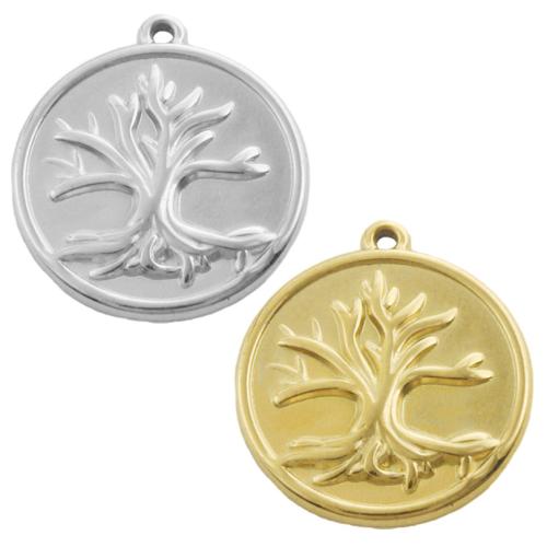 Stainless Steel Pendants, 304 Stainless Steel, Tree, plated, DIY, more colors for choice, 10PCs/Bag, Sold By Bag