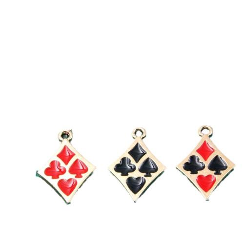 Colgantes de esmalte de la aleación del cinc, aleación de zinc, Rombo, chapado en color dorado, Bricolaje, más colores para la opción, 17x26mm, 100PCs/Bolsa, Vendido por Bolsa