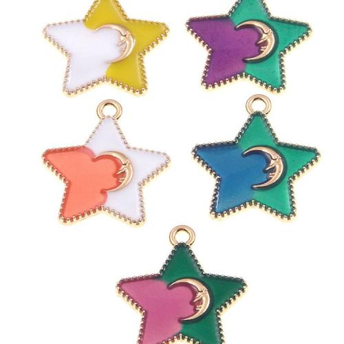 Colgantes de esmalte de la aleación del cinc, aleación de zinc, Estrella, chapado en color dorado, Bricolaje, más colores para la opción, 100PCs/Bolsa, Vendido por Bolsa