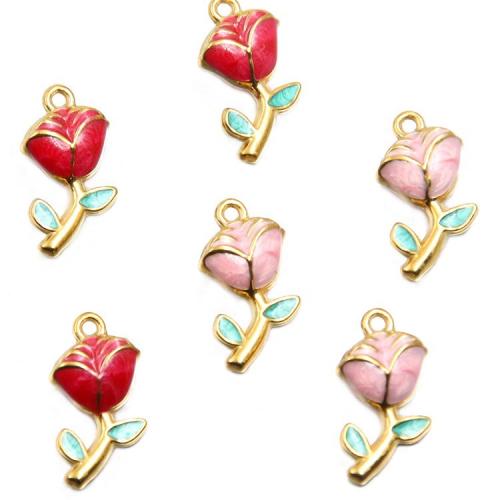 Stainless Steel Flower Pendant, 304 Stainless Steel, Rose, plated, DIY & enamel, more colors for choice, 100PCs/Bag, Sold By Bag